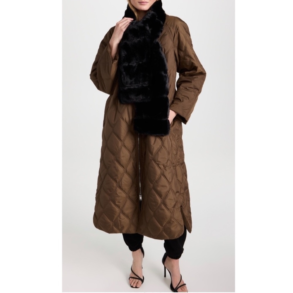 Adrienne Landau Faux Fur Black Scarf